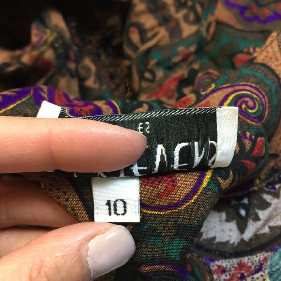 Vintage R.J. Stevens Jumper Dress Size 10P Womens Petite Brow Paisley Sleeveless - Picture 5 of 15